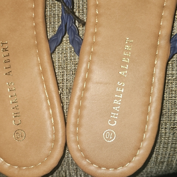 Charles Albert NWT Women's Blue Sandals Braided Design Thong Sandals Size 10 - Picture 4 of 7